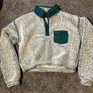 Teal cropped Sherpa
